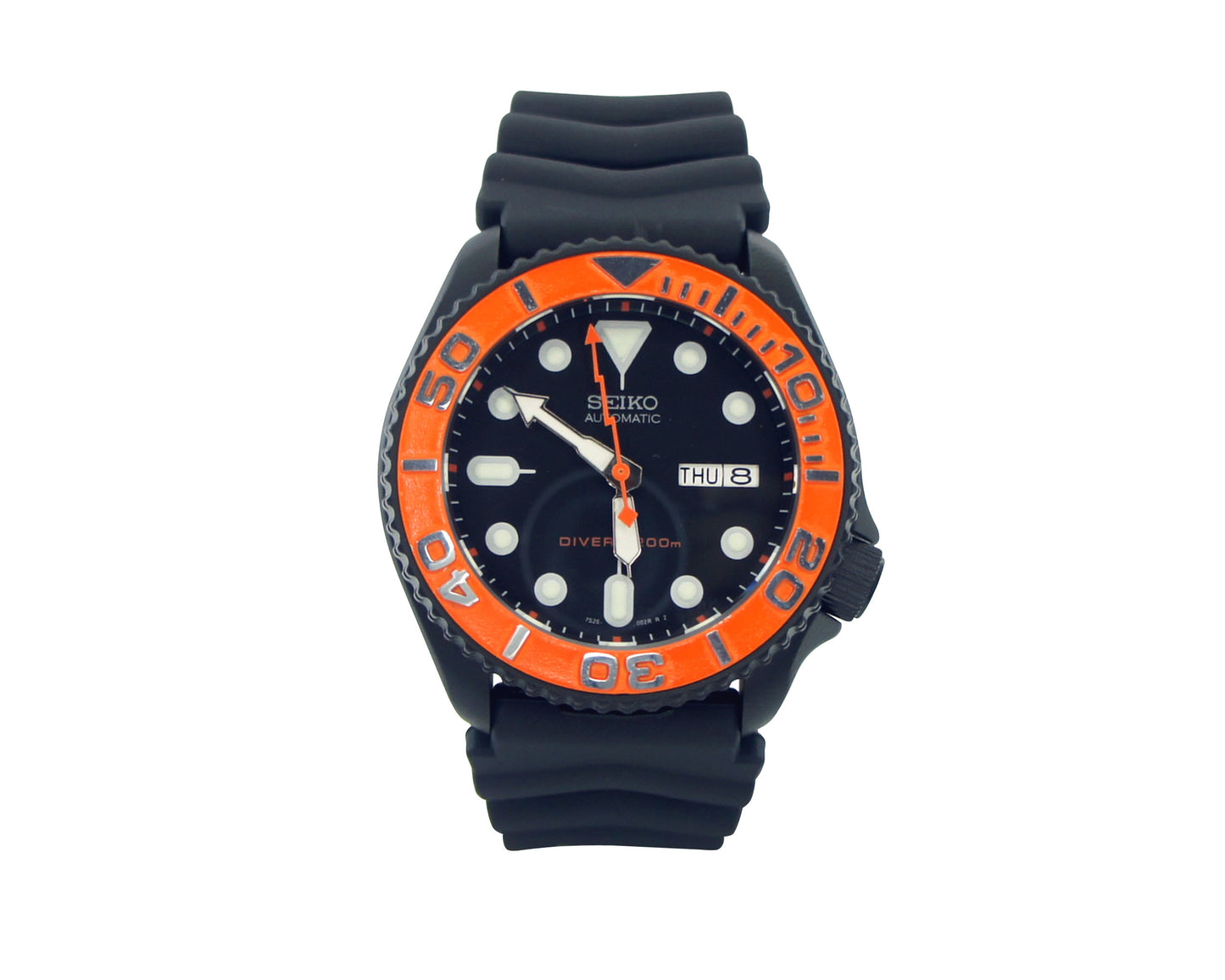 Vintage Seiko skx007 Graphite black Cerakote rubber strap 42mm Seikomod