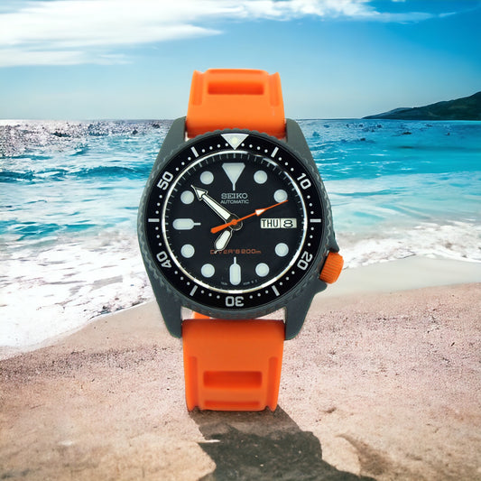 Seiko mod skx013 black dial 2 FREE rubber strap 38mm seiko mechanical watch summer watch