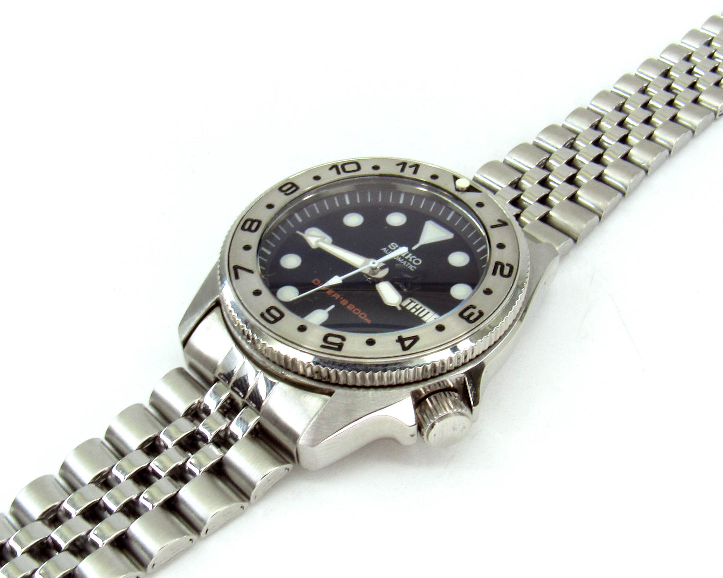 Dual time steel bezel insert Vintage Seiko skx013 stainless 38mm Seikomod