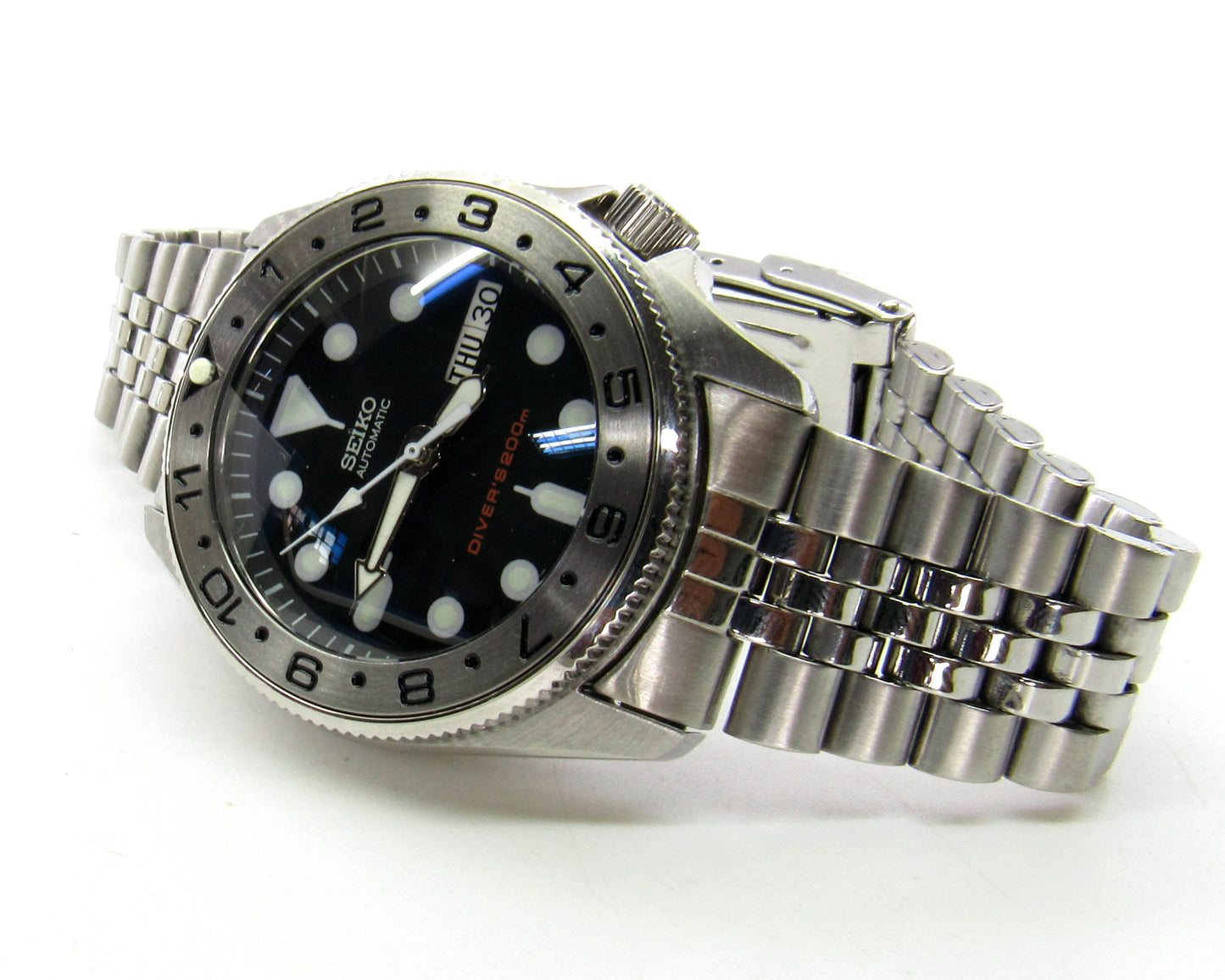 Dual time steel bezel insert Vintage Seiko skx013 stainless 38mm Seikomod