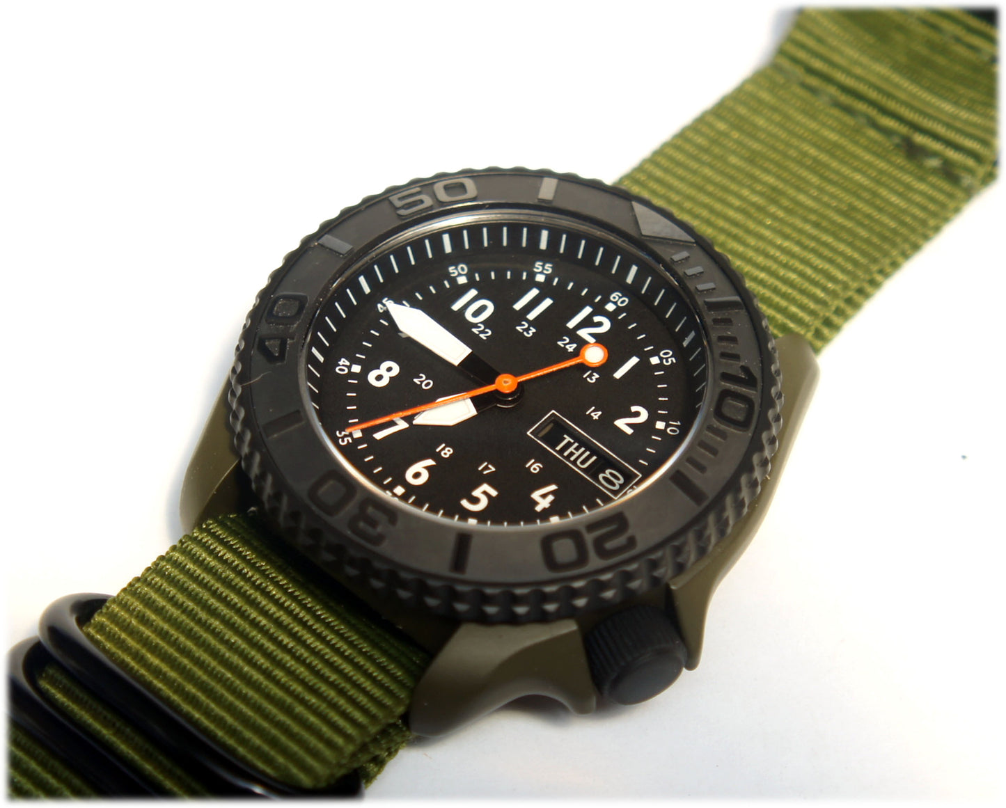 skx007 OD Green Graphite Black cerakote nh36a movement sapphire glass 24HR Dial Military watch Seiko Mod