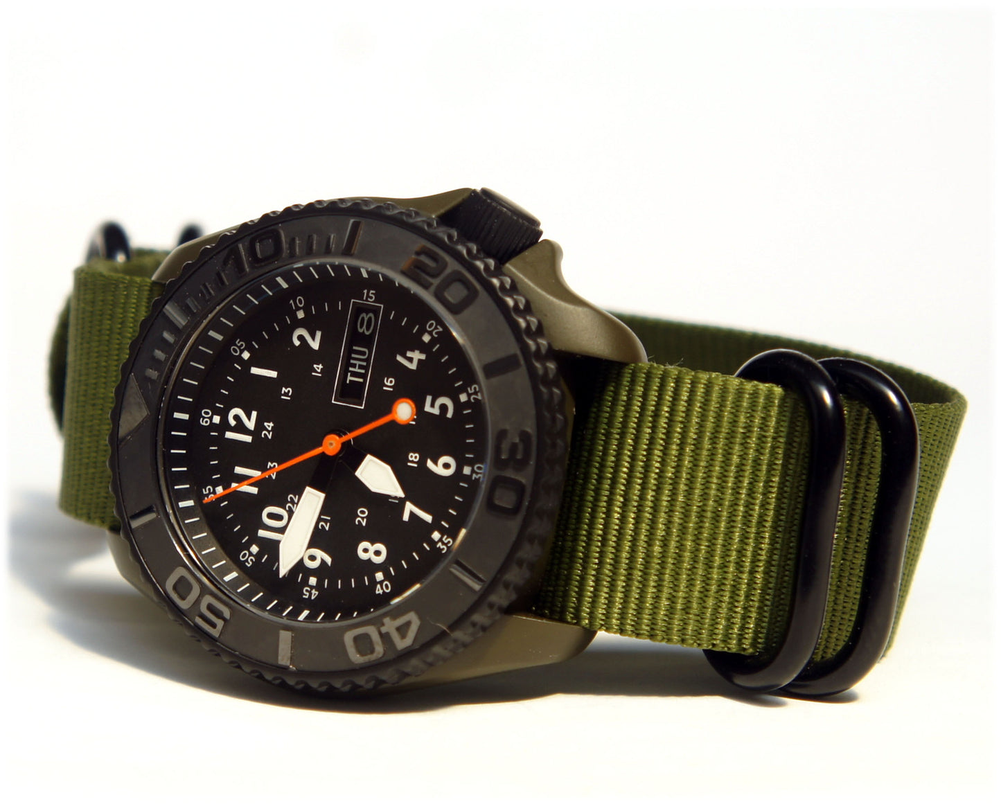 skx007 OD Green Graphite Black cerakote nh36a movement sapphire glass 24HR Dial Military watch Seiko Mod