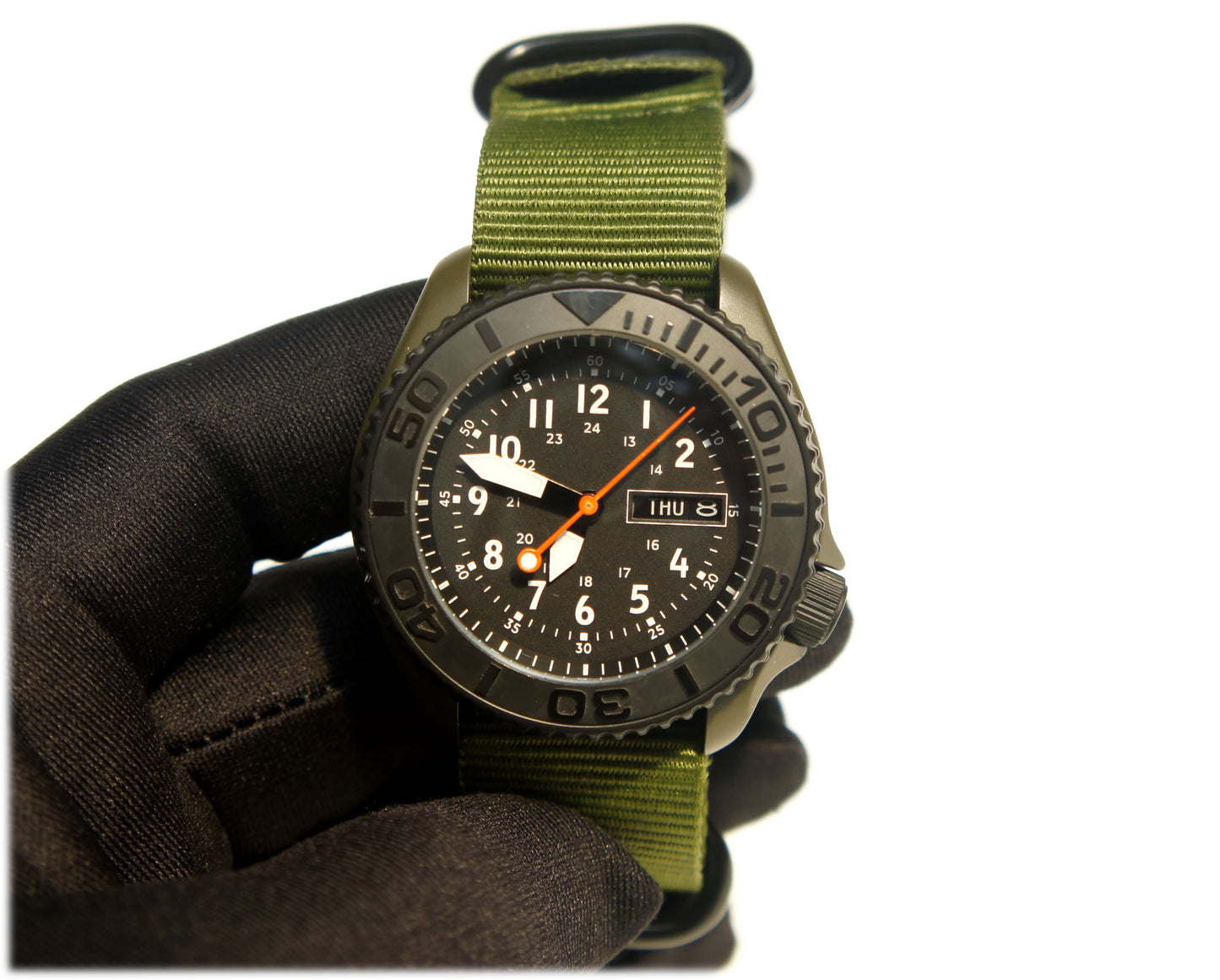 skx007 OD Green Graphite Black cerakote nh36a movement sapphire glass 24HR Dial Military watch Seiko Mod