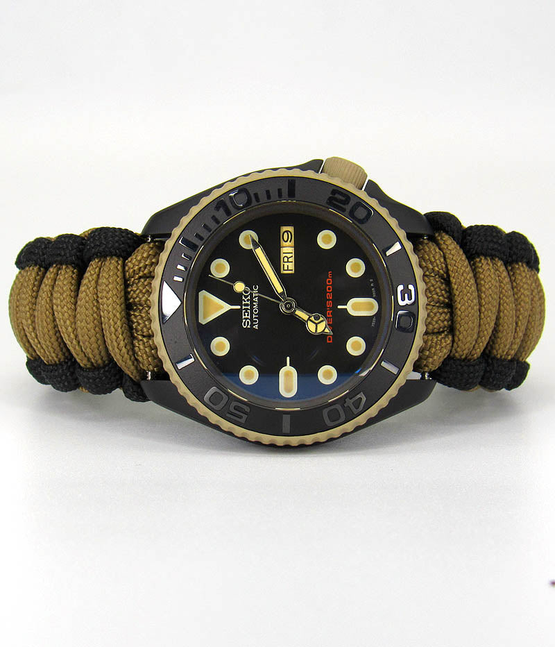 skx007 Desert Sand Graphite Black cerakote nh36a movement sapphire glass paracord strap Military watch Seiko Mod