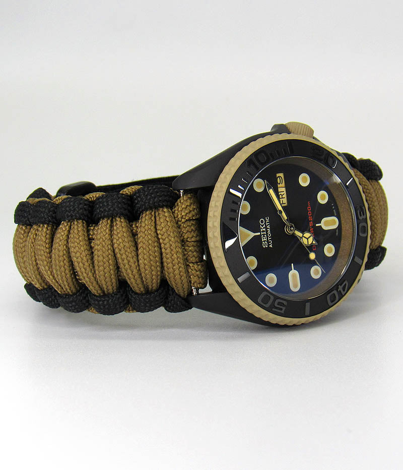 skx007 Desert Sand Graphite Black cerakote nh36a movement sapphire glass paracord strap Military watch Seiko Mod